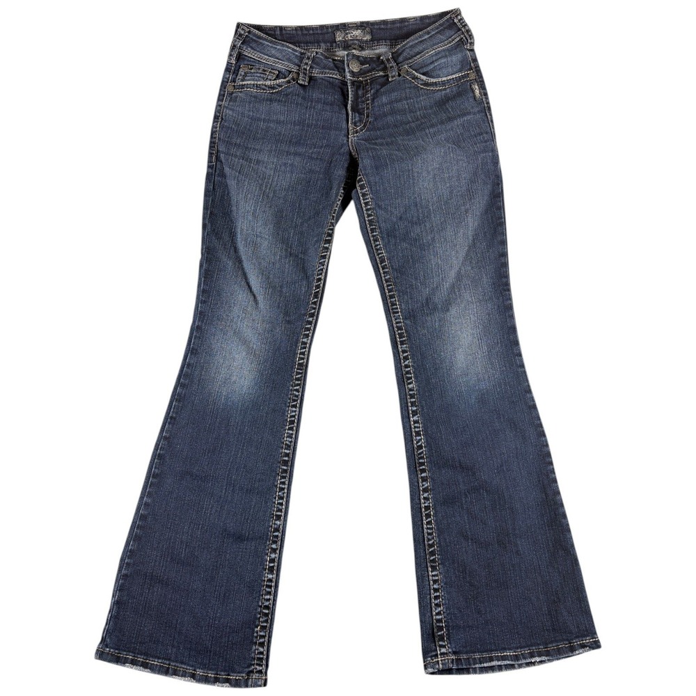 Silver Jeans Suki Surplus Women 31x32 Blue Bootcut Midrise Dark Washed Worn